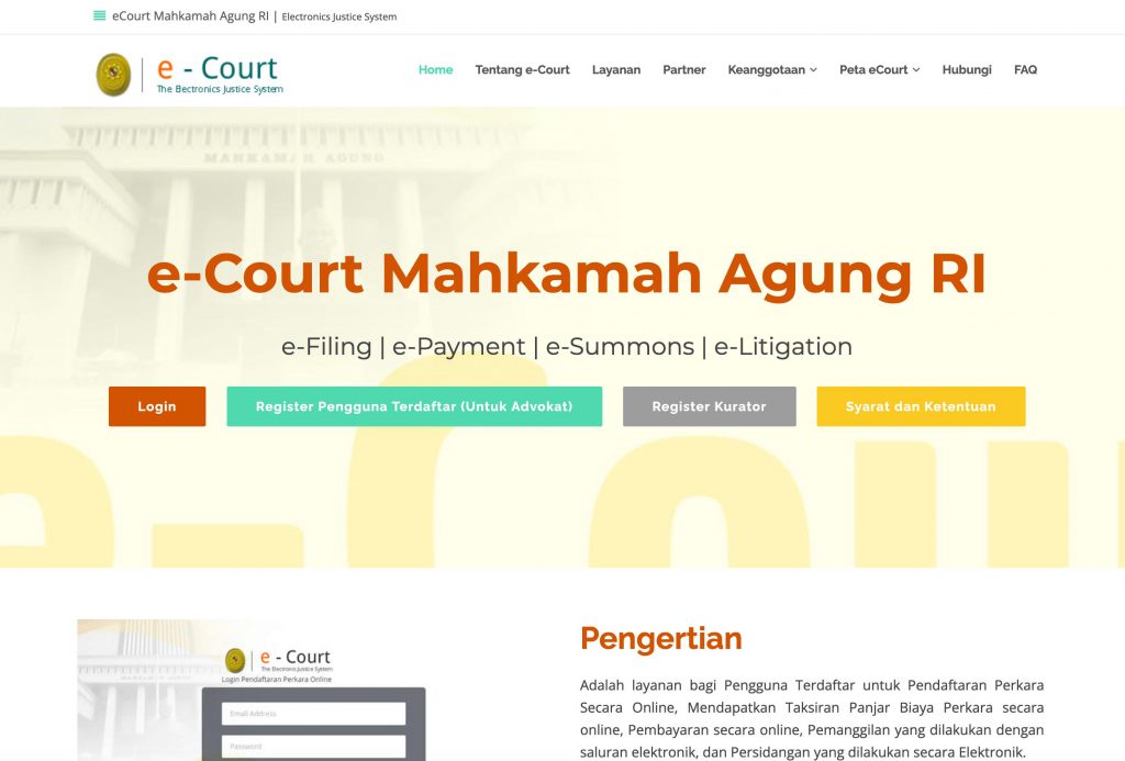 e-Court (Pendaftaran Perkara Elektronik)